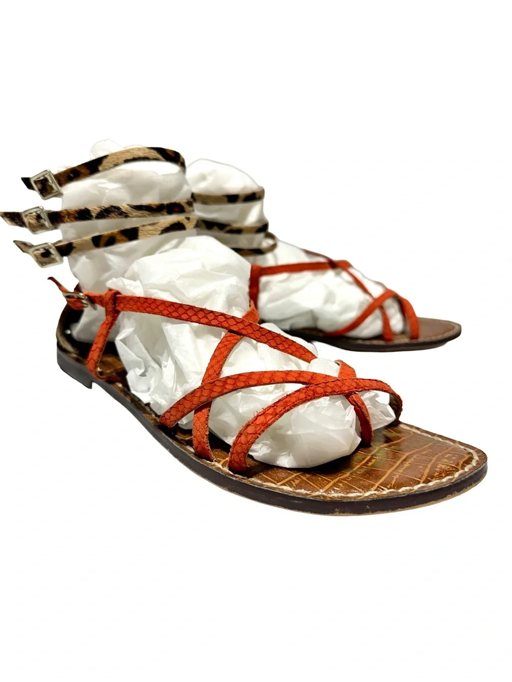 SAM EDELMAN Gable Leopard Gladiator Sandals Boho Festival Animal Print - Picture 2 of 11
